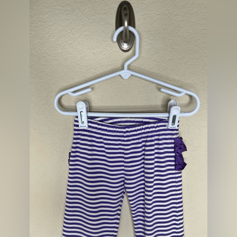 NTM RuffleButts Purple Ruffle Outfit Set 3T Striped Ruffle Pant Boutique Toddler - Picture 5 of 15